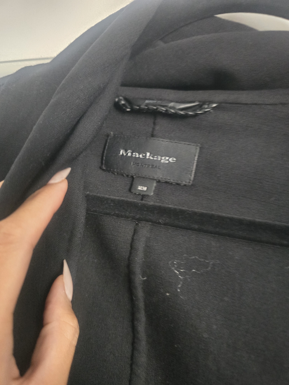 Mackage Black Draped Coat with Leather Sleeves - Picture 4 of 6